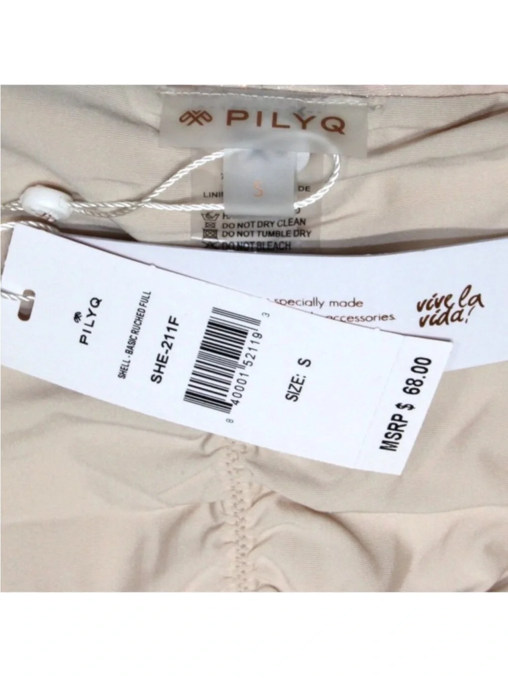 PQ PilyQ Shell Sparkle Bikini Bottom Basic Rouched Back Full SHE-21-F Size Small